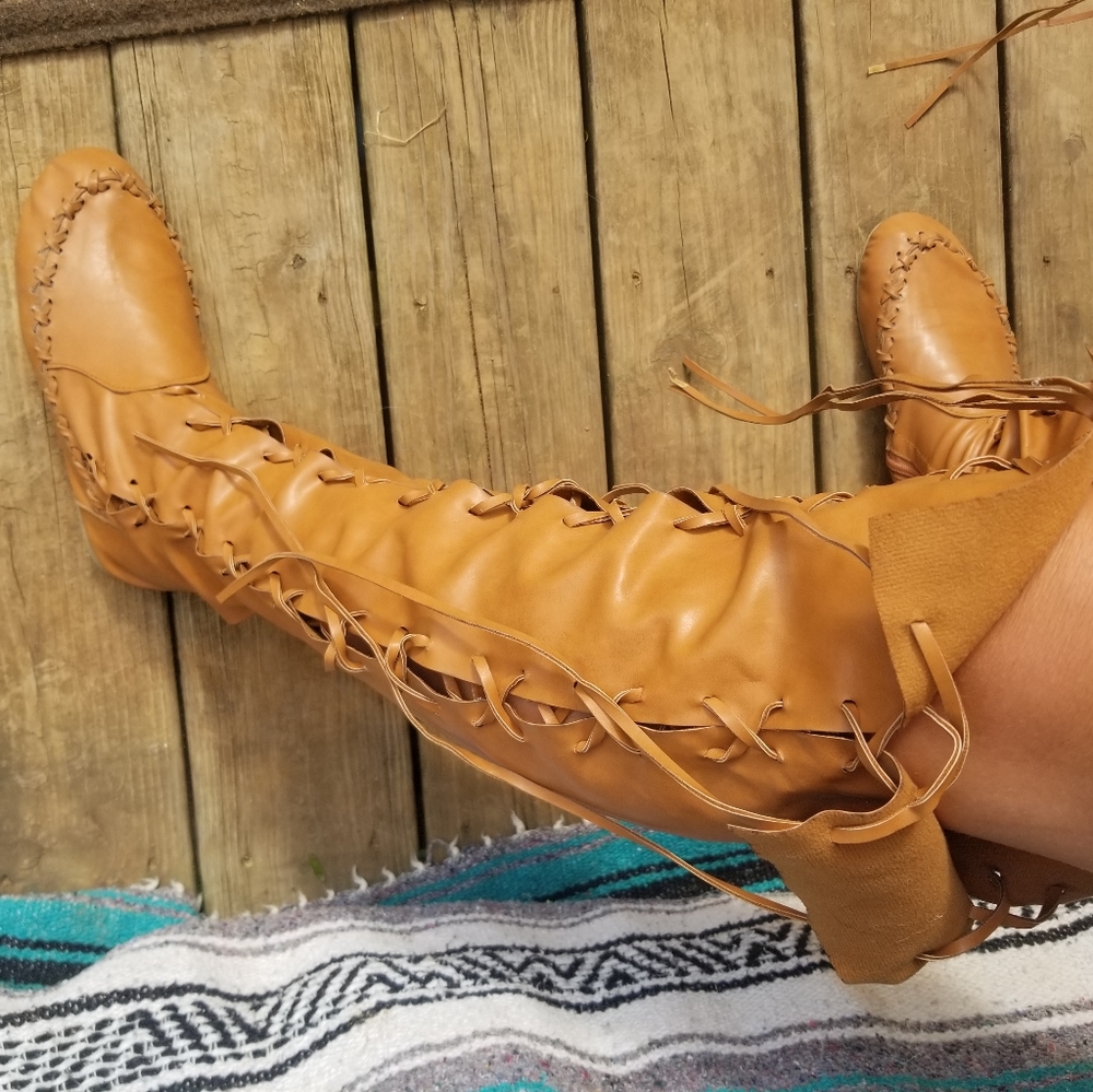 Over The Knee Lace Up Moccasin